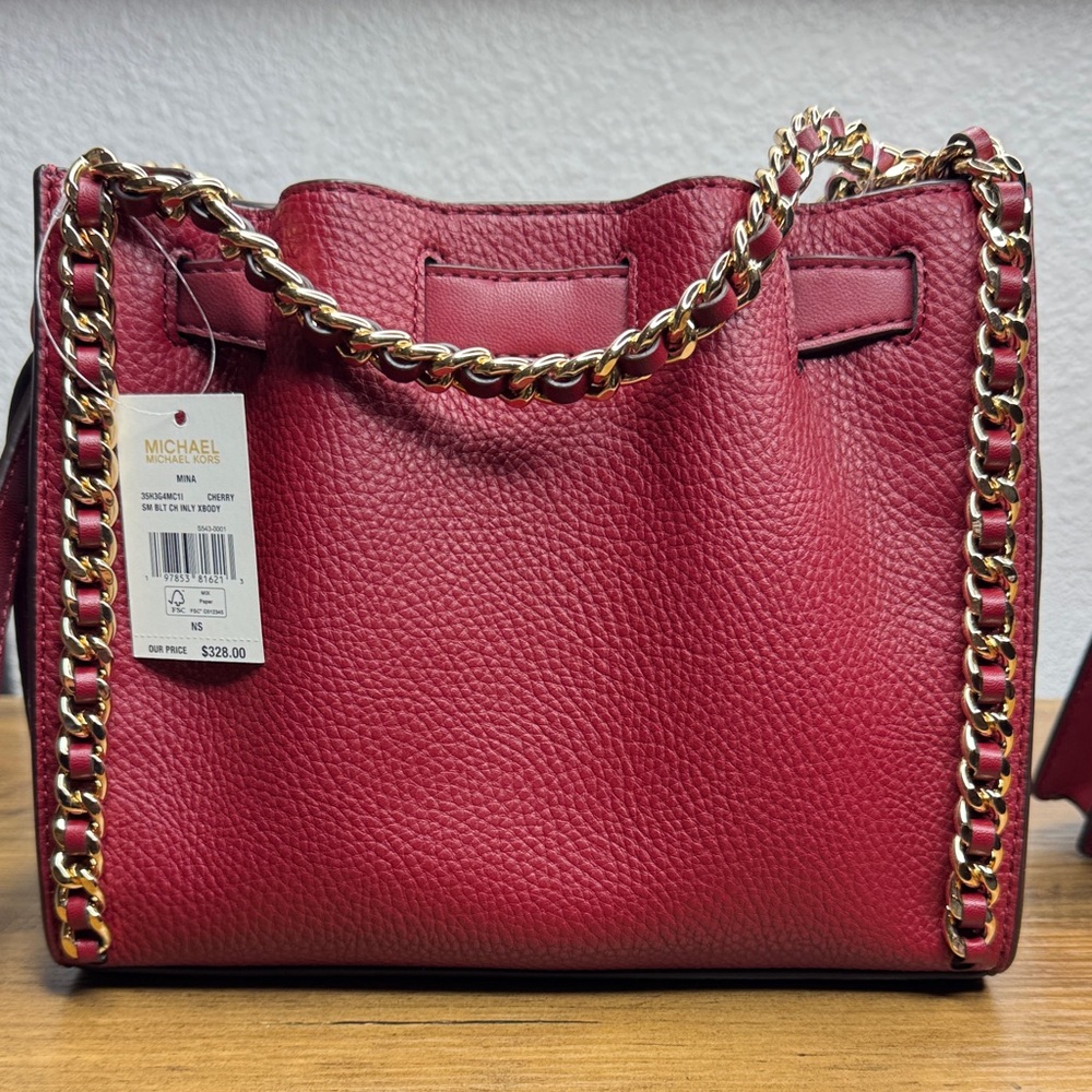 Michael Kors Leather Small Mina & Small Carson 🍒 Cherry Set - Picture 6 of 9